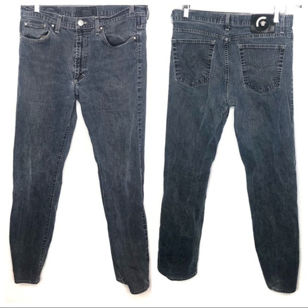 VINTAGE Versace straight leg blue jeans zip & button closure size IT 36/ US 6